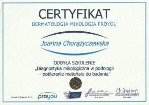 Certyfikat gabinet podologiczny PodoVital Świdnica