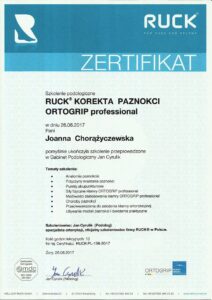 Certyfikat gabinet podologiczny PodoVital Świdnica