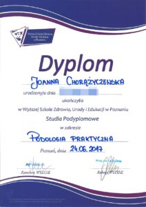 Dyplom gabinet podologiczny PodoVital Świdnica